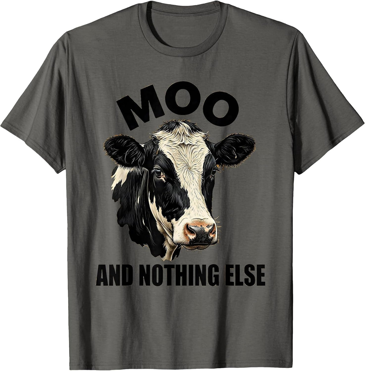 Men's Moo Cow Graphic Design for Animal Lovers T-Shirt - Asphalt Grey