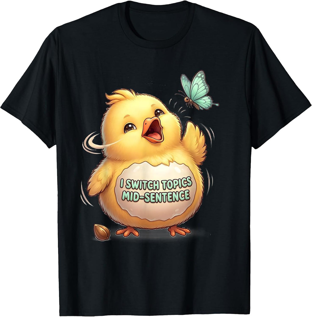 Men's I Switch Topics Mid-Sentence Cute Kawaii Neurodiversity T-Shirt - Black