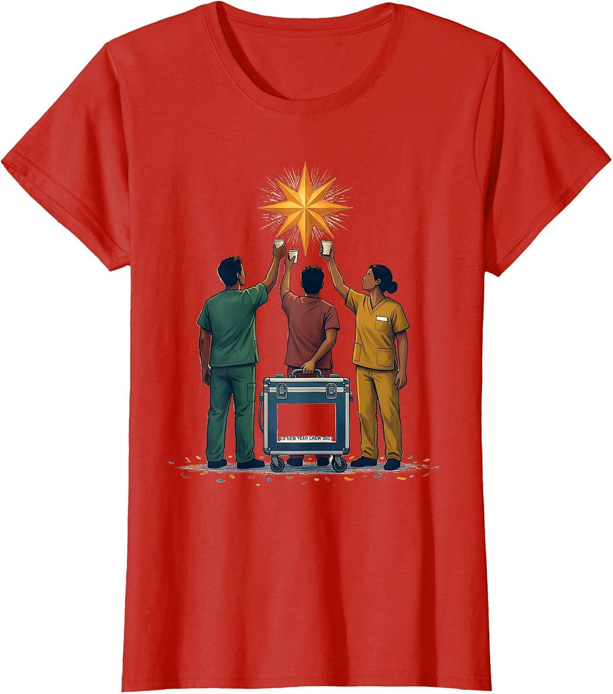 Women's ED New Year Crew 2027 Funny Nurse Crew New Years Eve Party T-Shirt - Red