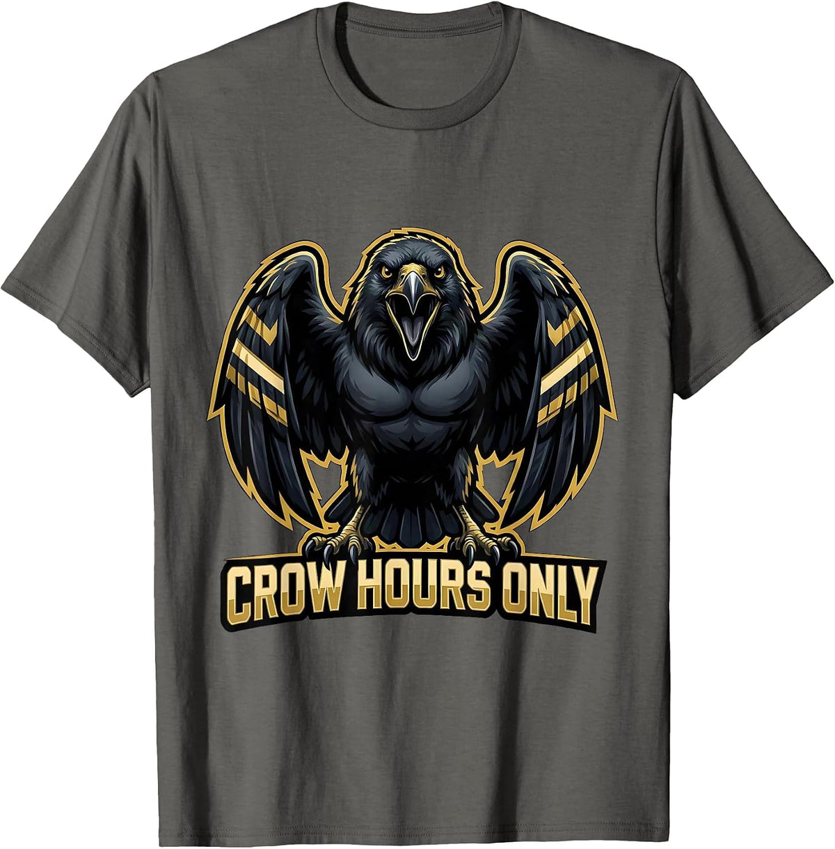 Men's Crow Hours Only Funny Crow Lover Design T-Shirt - Asphalt Grey