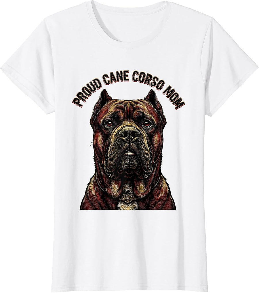 Women's Proud Cane Corso Mom Tattoo Dog Lover Gift T-Shirt - White