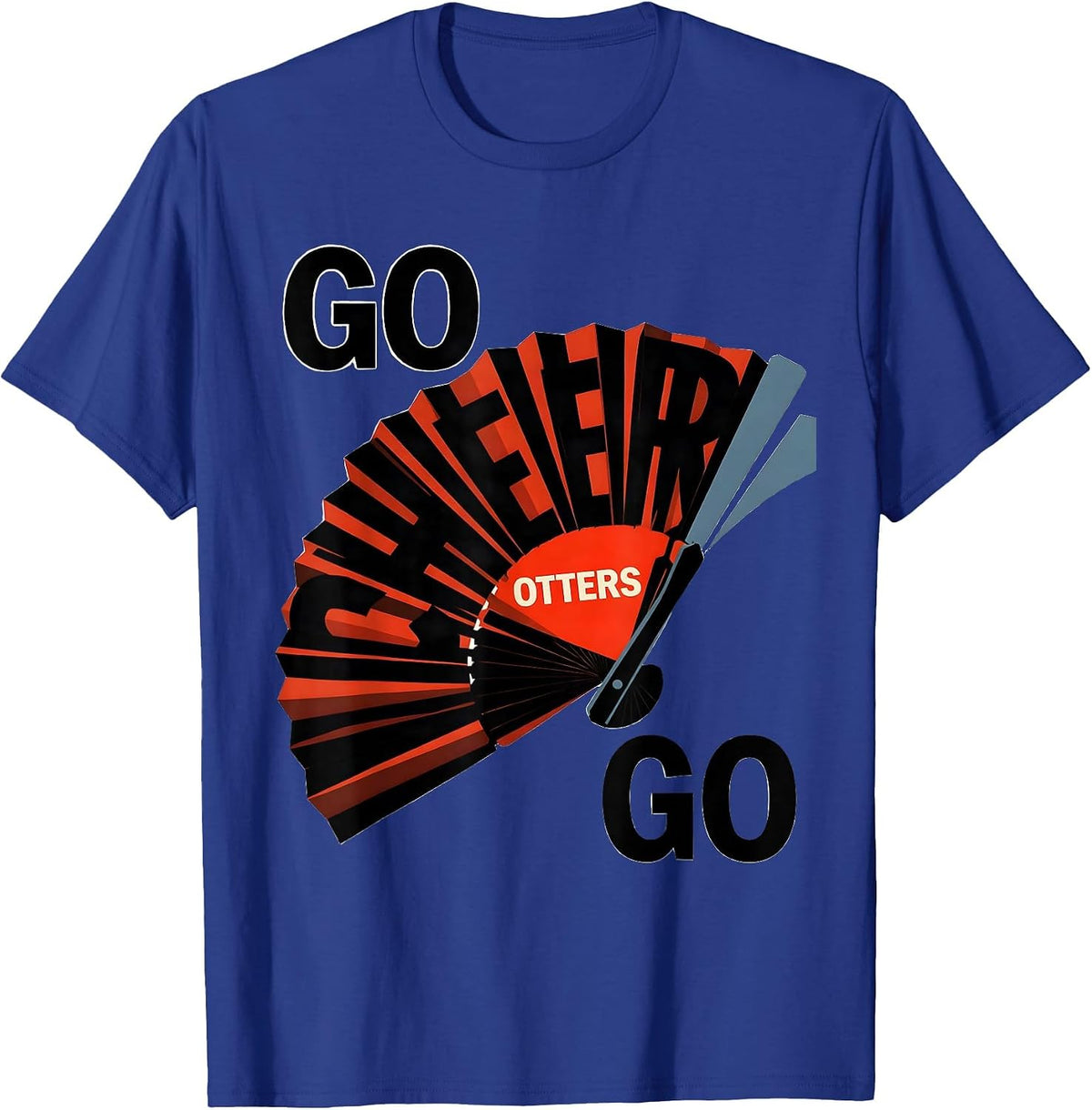 Men's Go Cheer Otters Go Constructivist Poster Cheer Squad Mascot T-Shirt - Royal Blue