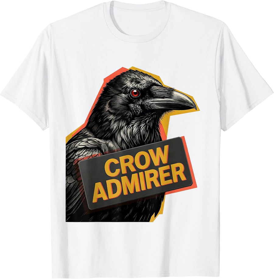 Men's Crow Admirer Gothic Crow Fan Bird Enthusiast Dark Humor T-Shirt - White