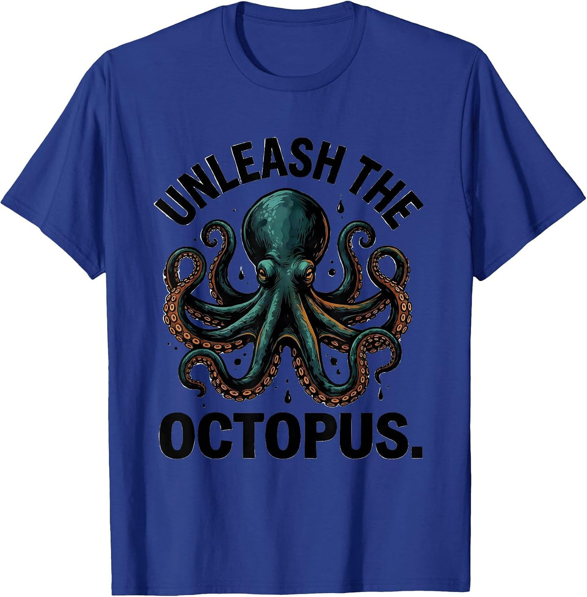 Men's Unleash The Octopus Funny Octopus Lover Vintage Japanese Sea T-Shirt - Royal Blue