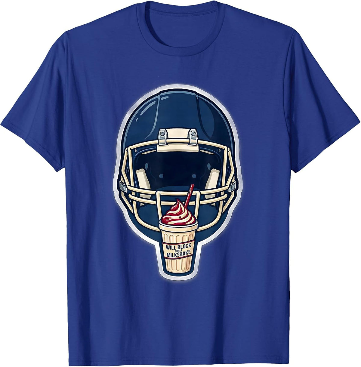 Will Block For A Milkshake Funny Football Lineman Offensive T-Shirt - Royal Blue