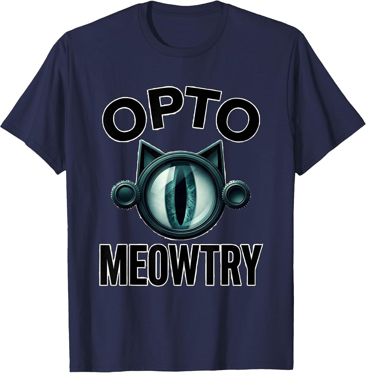 Optomeowtry Funny Optometrist Halloween Cat Lover Gift T-Shirt - Navy Blue