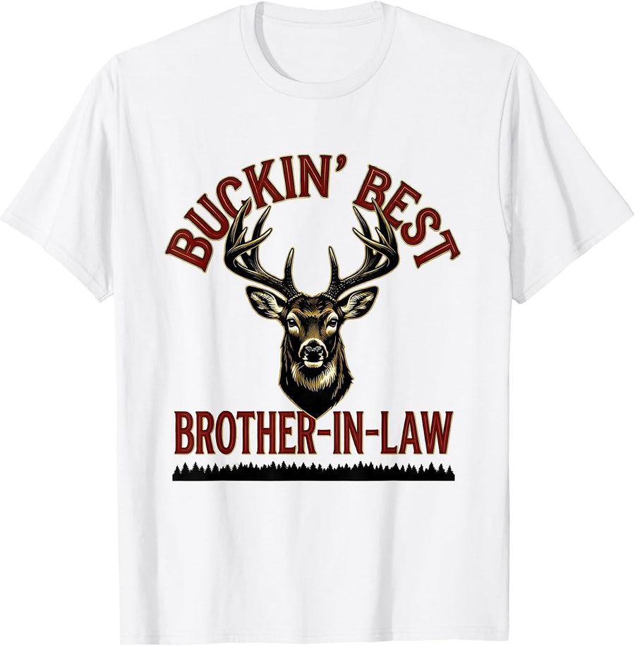 Men's Buckin' Best Brother-In-Law Funny Hunting Dad Humor T-Shirt - White