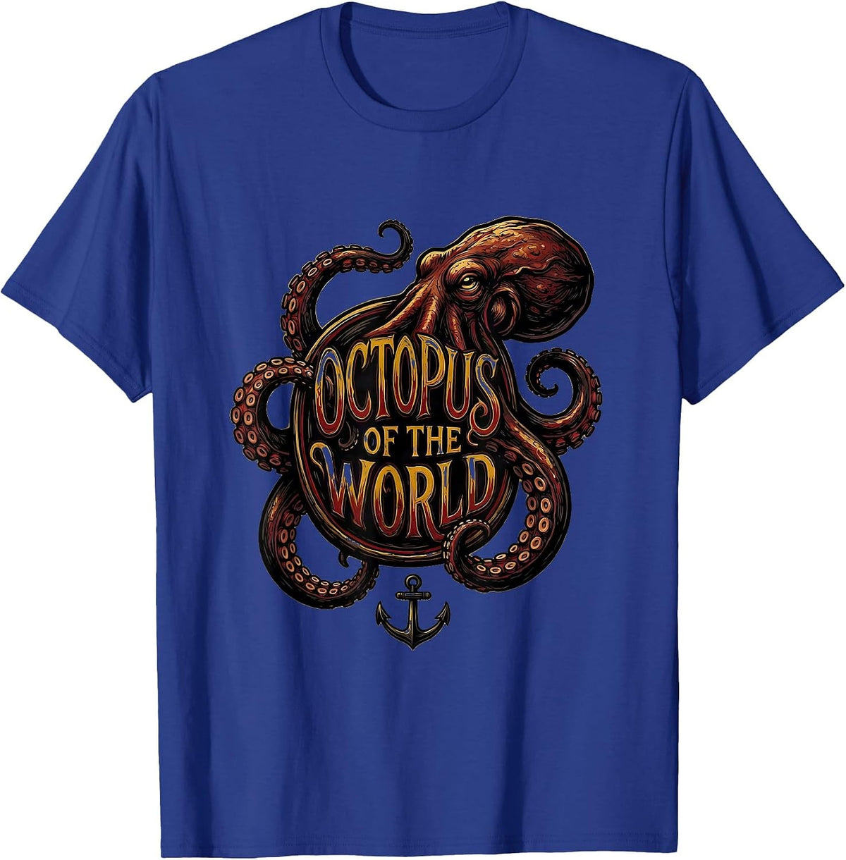 Octopus Of The World Tattoo Octopus Lover Ocean Creature Art T-Shirt - Royal Blue
