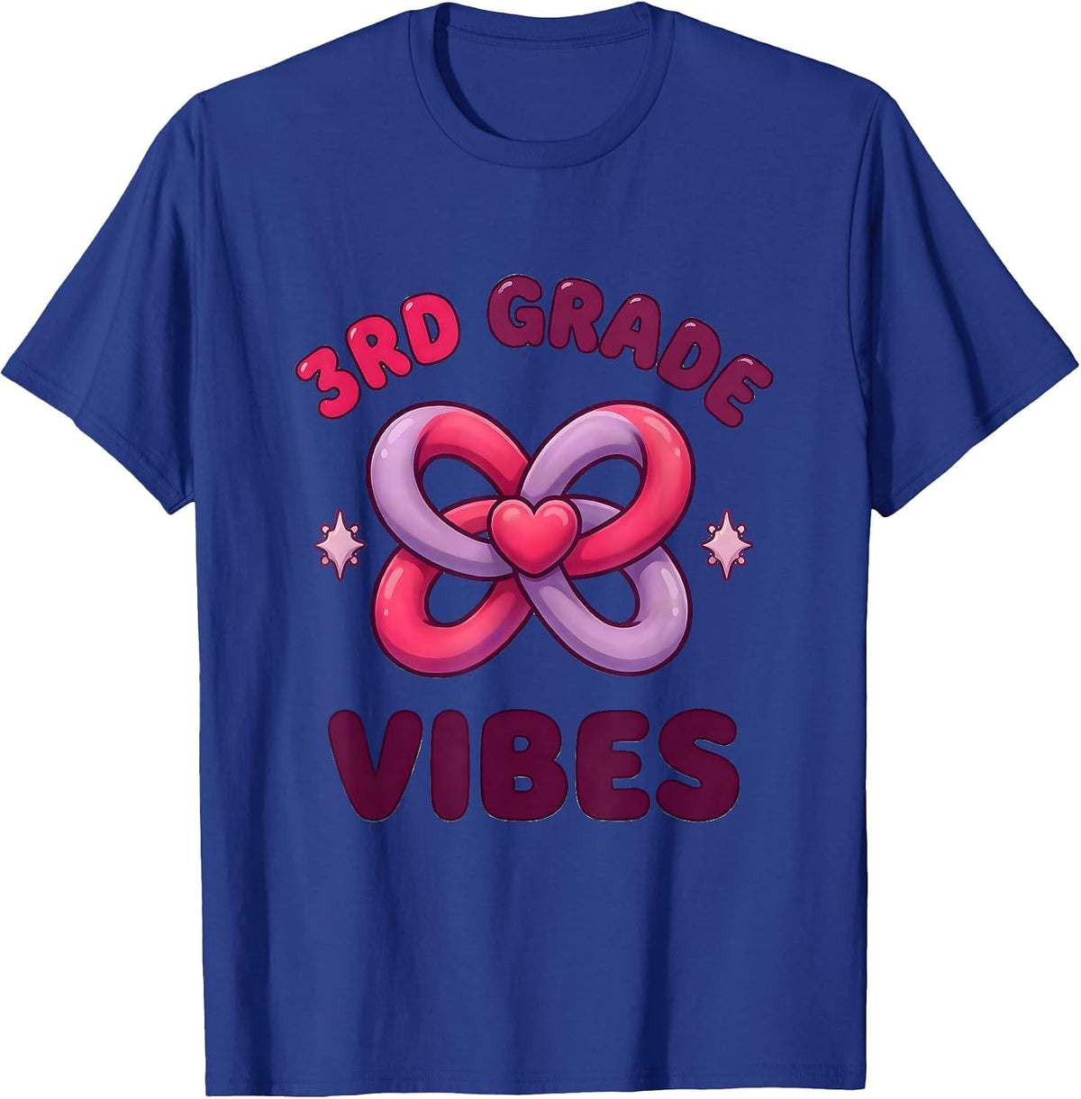 Men's 3rd Grade Vibes Cute Kawaii Bow Back to School Girl T-Shirt - Royal Blue