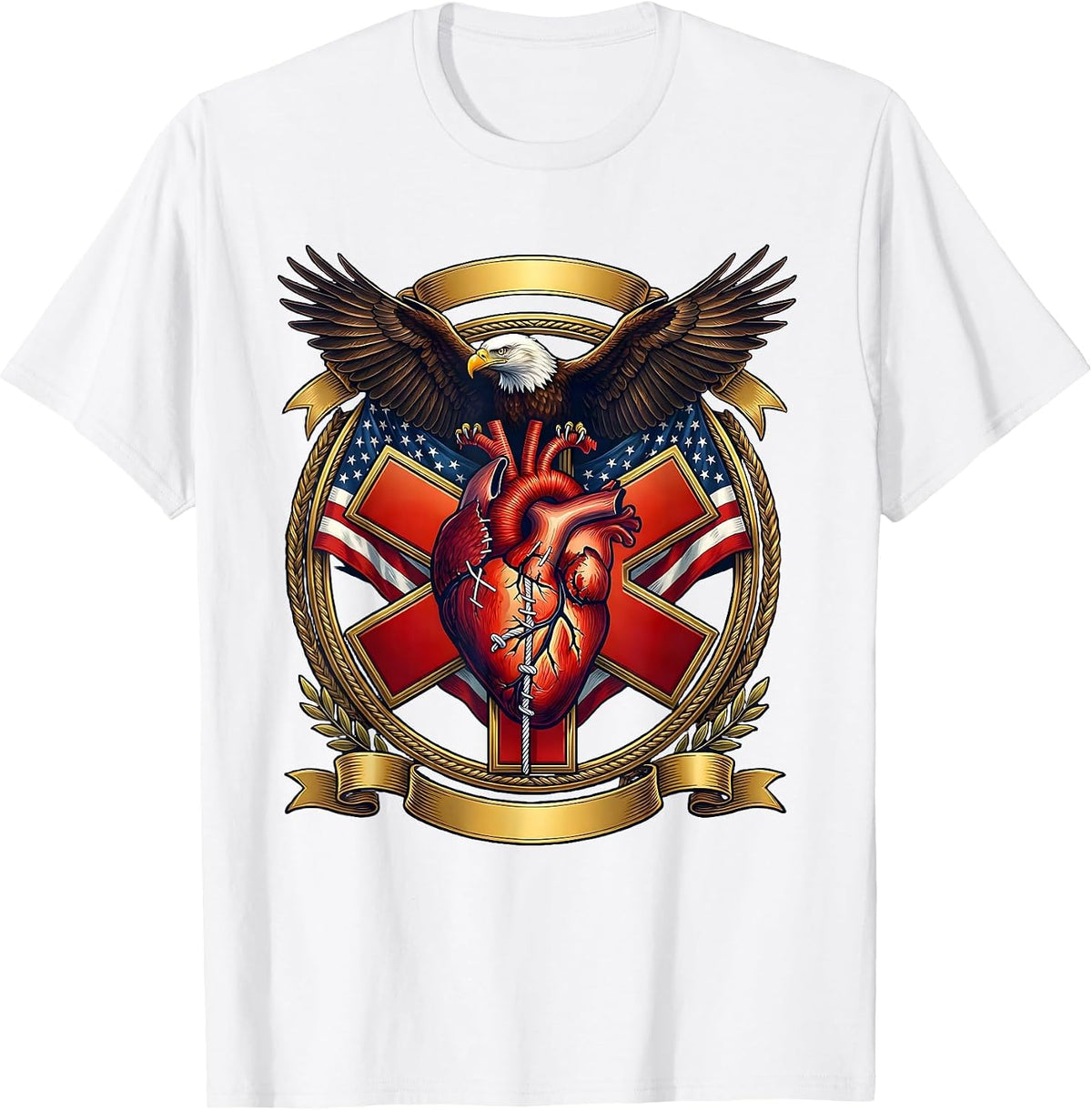 Men's EMT Broken Heart Stitched Together Graphic T-Shirt - White