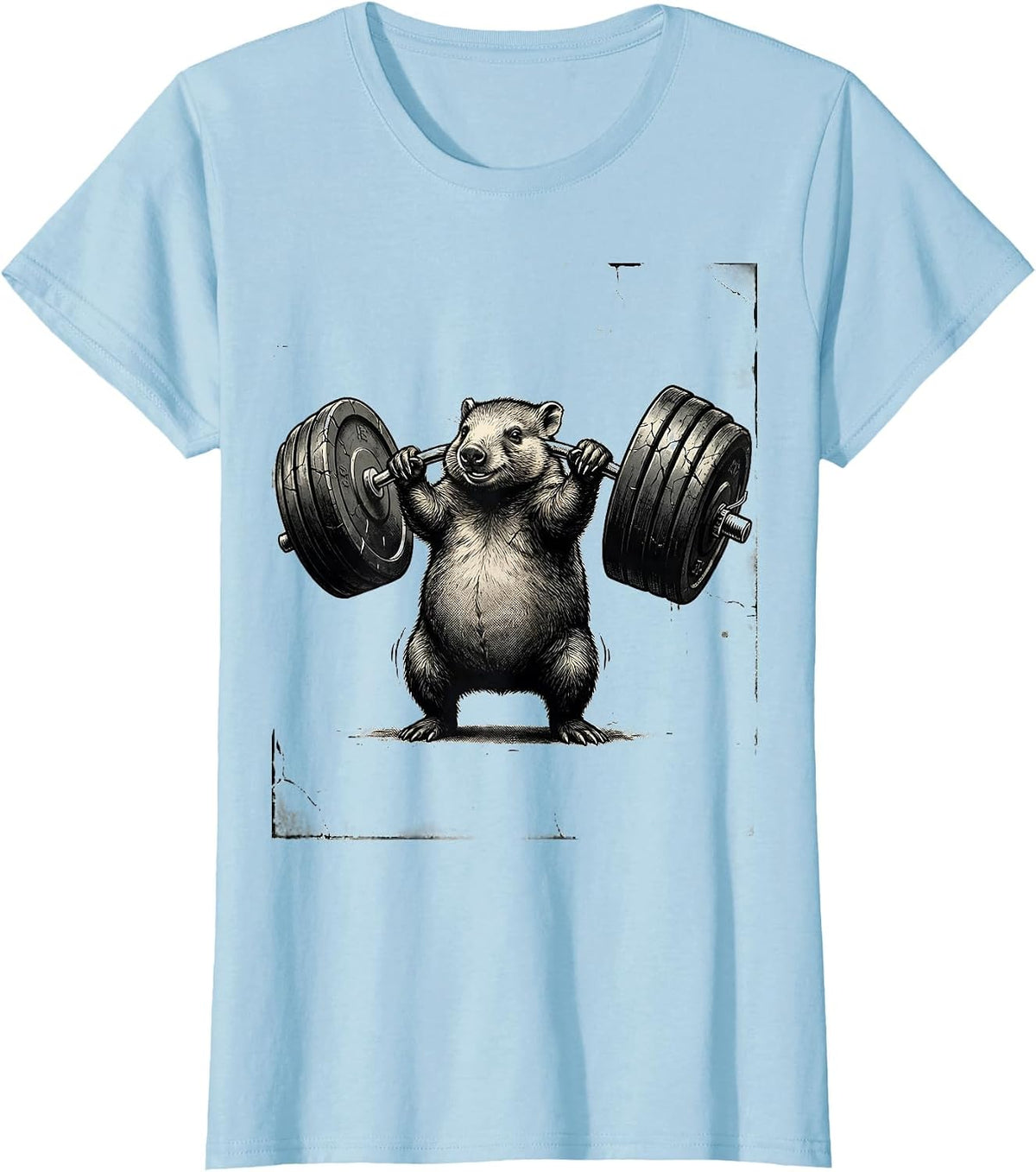 Wombat Weightlifting Funny Gym Animal Workout Humor T-Shirt - Baby Blue