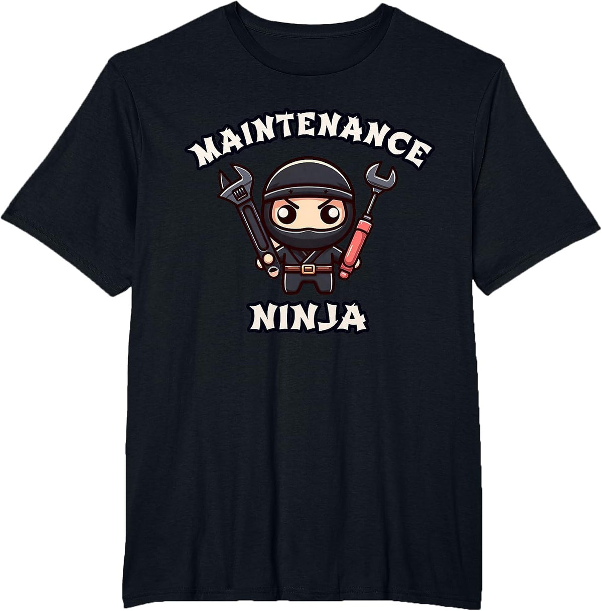 Funny Maintenance Ninja Upkeep Technician Repair Team T-Shirt - Black