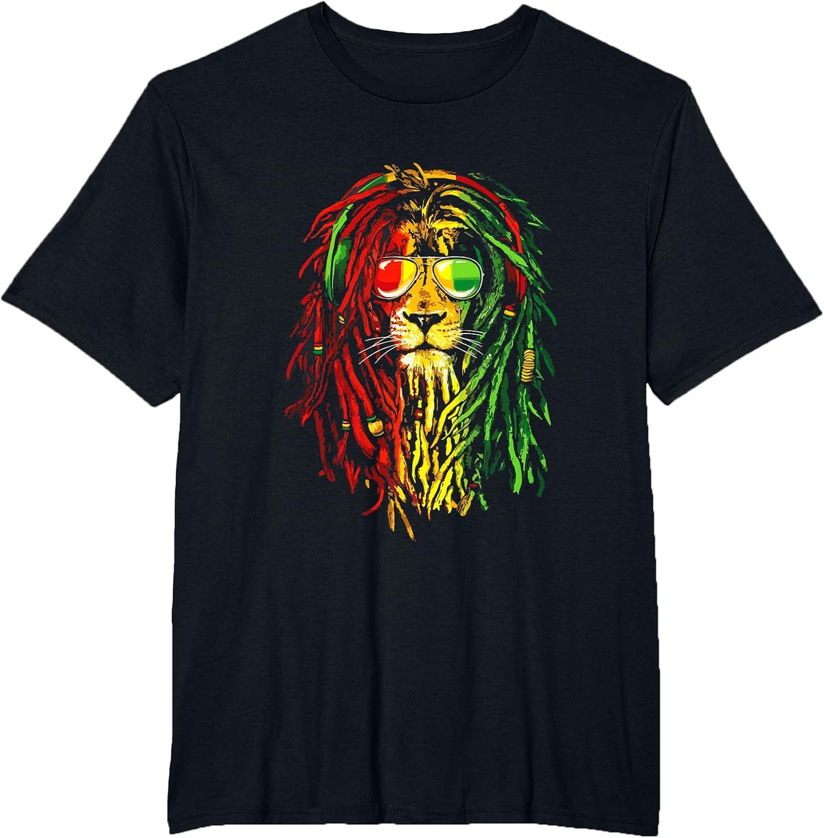 Reggae Music Lovers Tshirt, Jamaican Royal Lion t-Shirt T-Shirt - Black