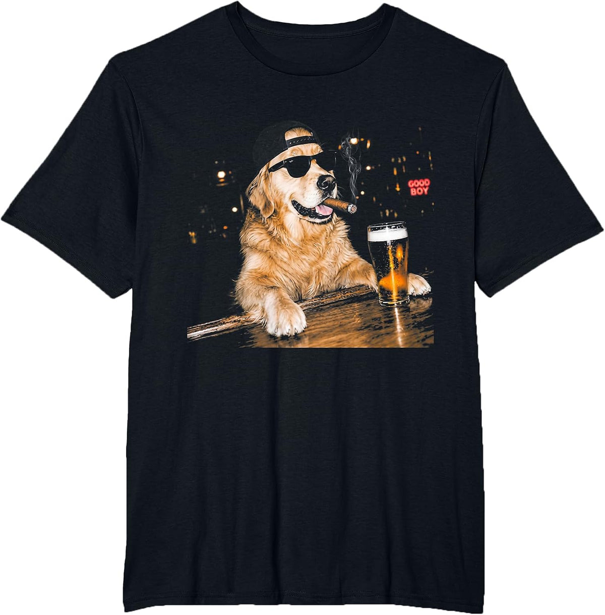 Funny Golden Retriever Drinking Beer Meme Dog Men Women T-Shirt - Black