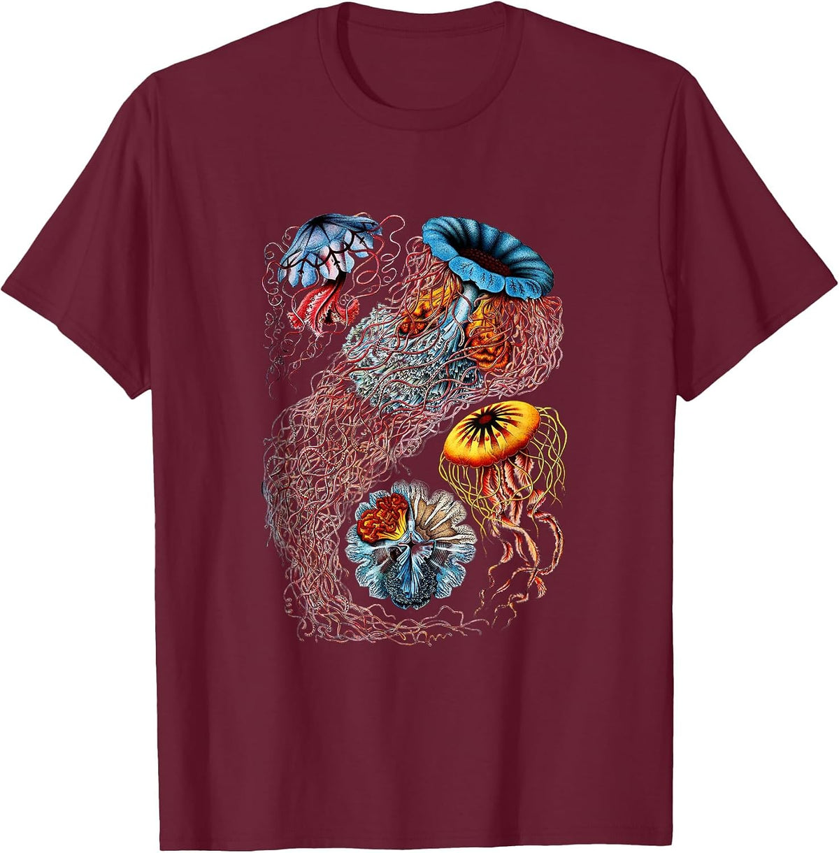 Under the Ocean Marine Jellyfish Shirt T-Shirt - Burgundy