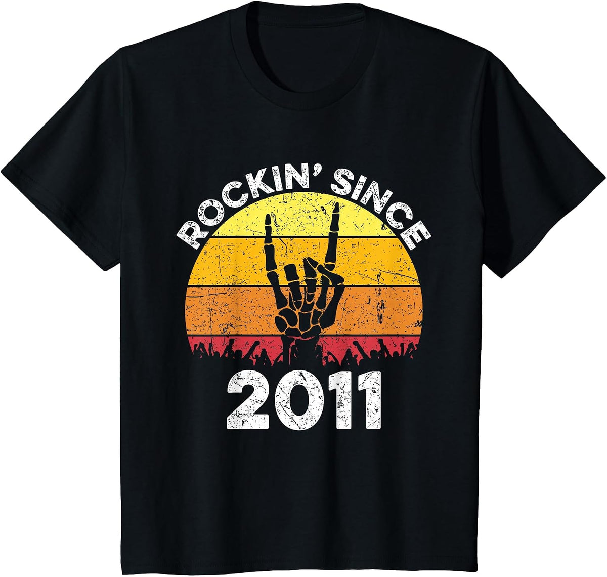 Rockin Since 2011 10 Years Old 10th Birthday Rock and Roll T-Shirt - Black