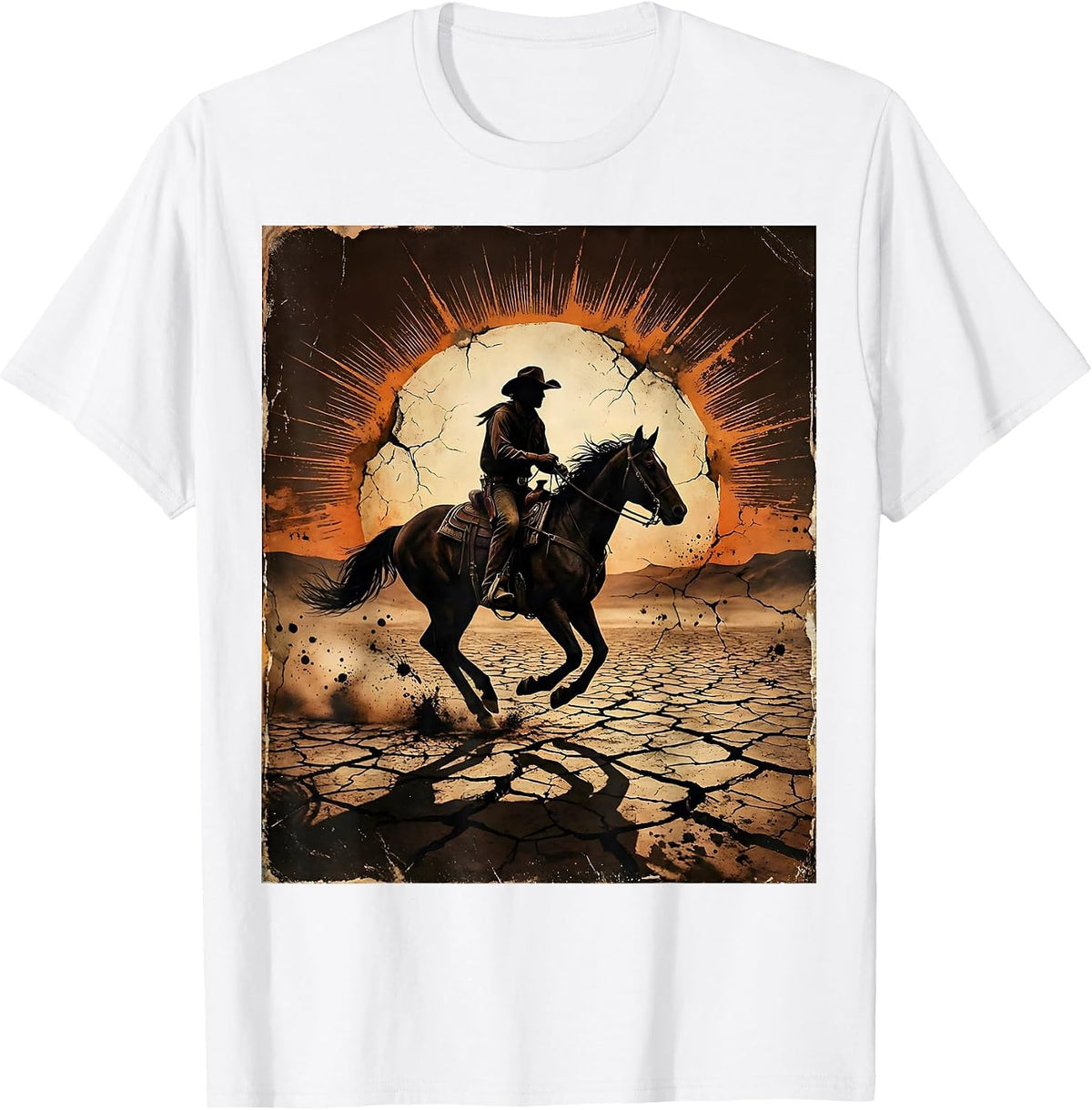 Men's Boy on Horseback Sunset Cowboy Graphic T-Shirt - White