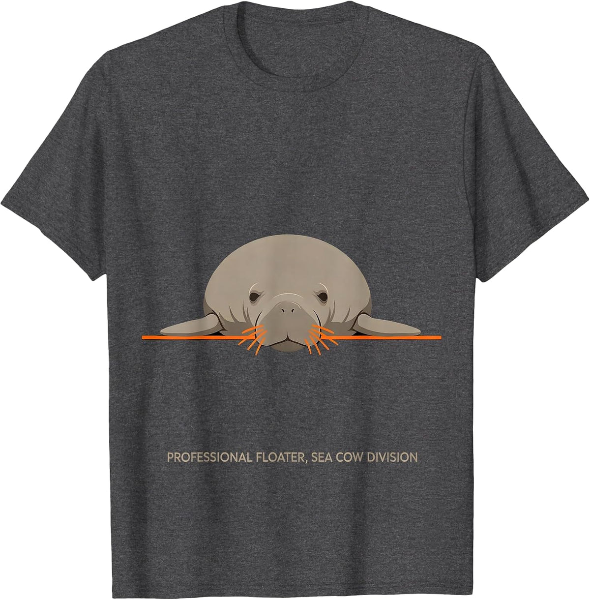 Professional Floater Sea Cow Division Funny Manatee Lover T-Shirt - Dark Heather Grey