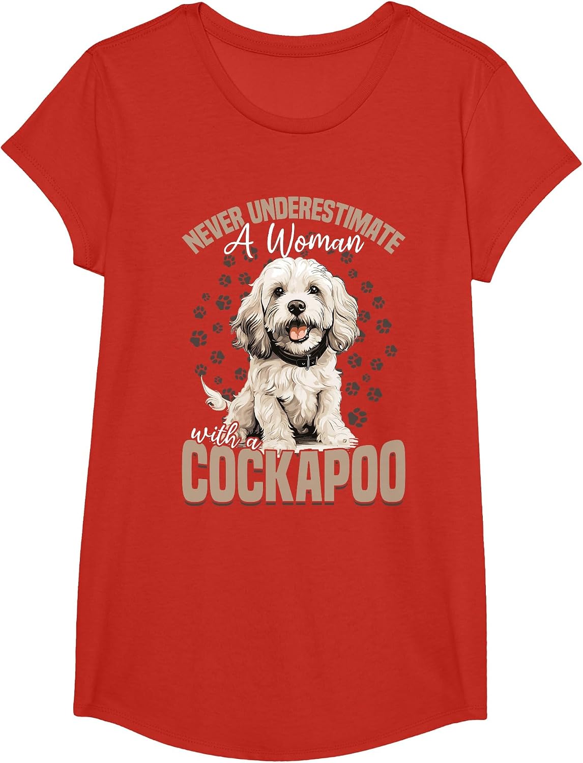 Cockapoo Dog Breed Pet Never Underestimate a Woman with One T-Shirt - Girls Red