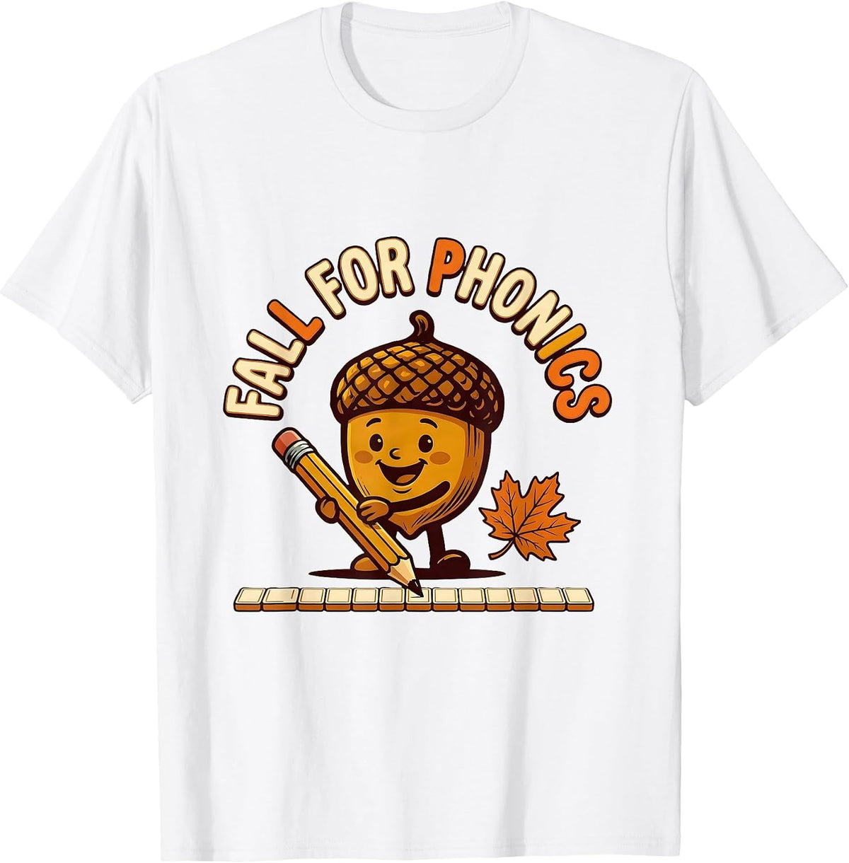 Men's Fall For Phonics Retro Teacher Fall Classroom Wear T-Shirt - White