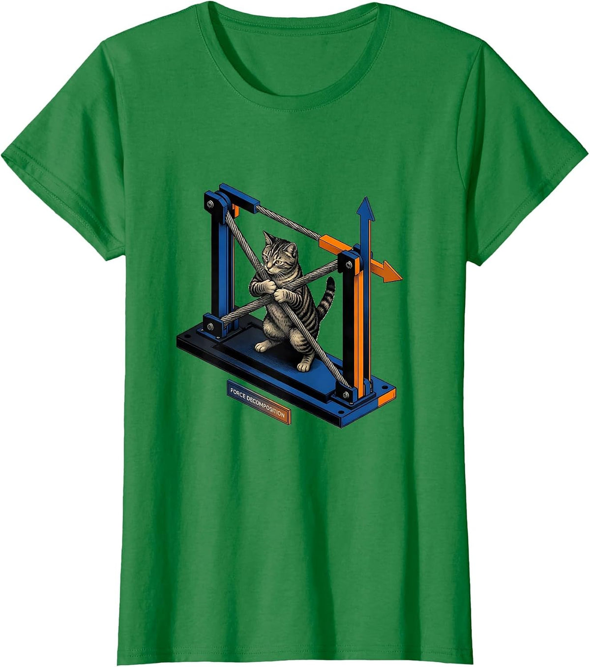 Women's Force Decomposition Funny Cat Physics Humor Design For Cat T-Shirt - Kelly Green