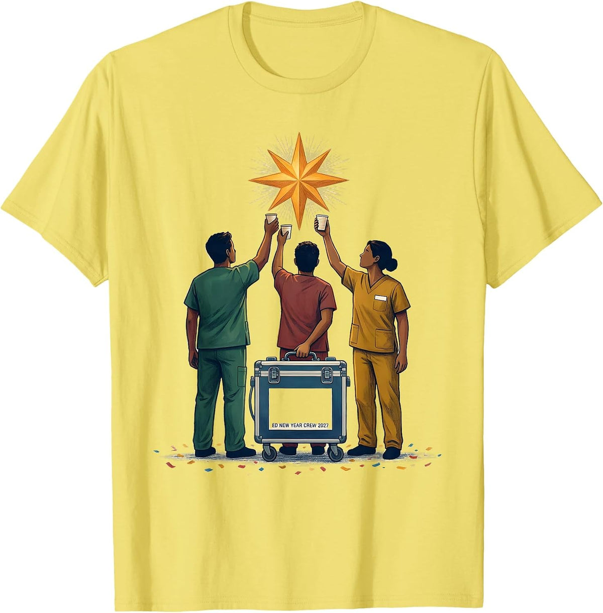 Men's ED New Year Crew 2027 Funny Nurse Crew New Years Eve Party T-Shirt - Lemon Yellow