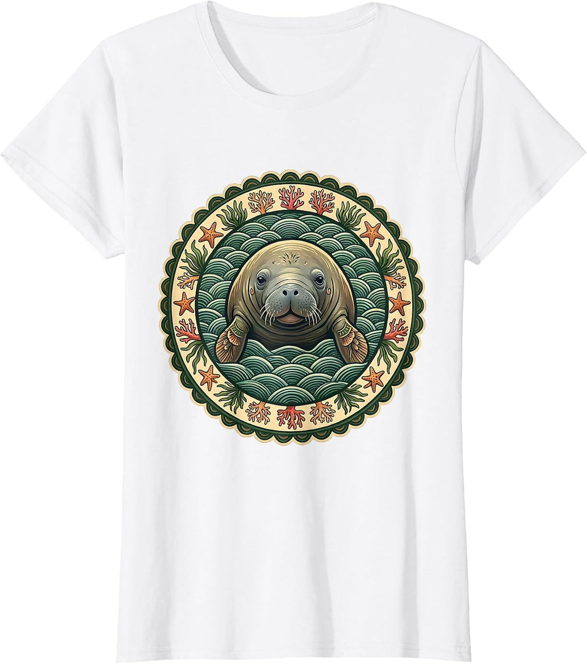 Puerto Rico Manatee Swimming Blue Water Graphic T-Shirt - White