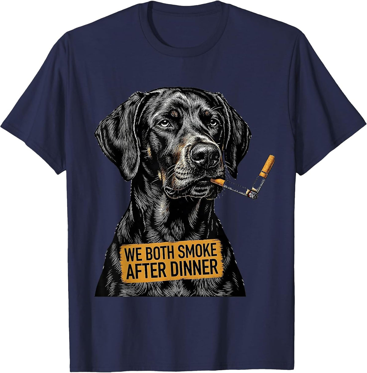 We Both Smoke After Dinner Funny Weimaraner Dog Meme Humor T-Shirt - Navy Blue