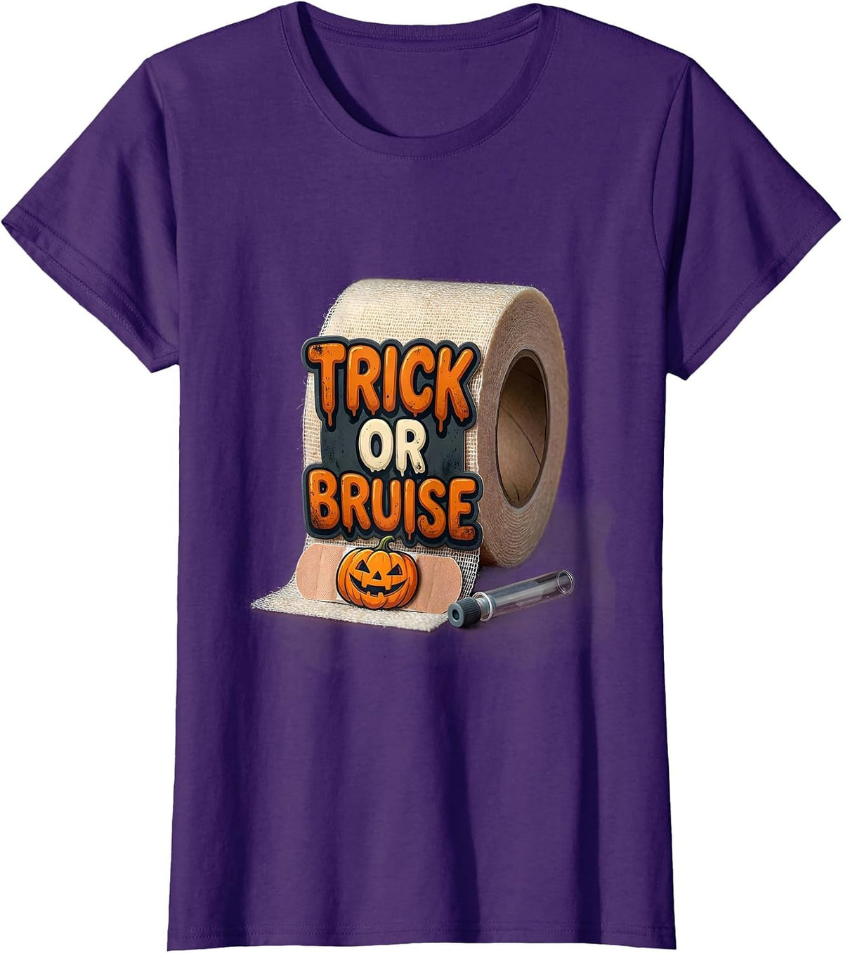Trick Or Bruise Halloween Medical Crew Phlebotomist T-Shirt - Purple