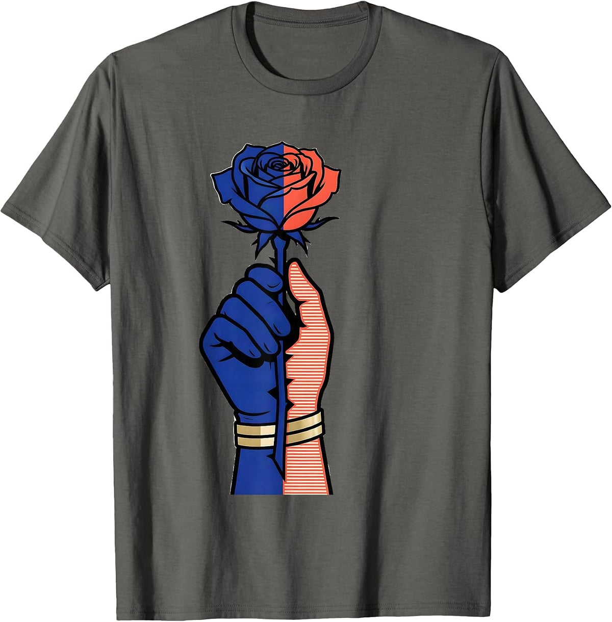 Men's Gigi Gloved Hand Holding Single Rose Graphic T-Shirt - Asphalt Grey