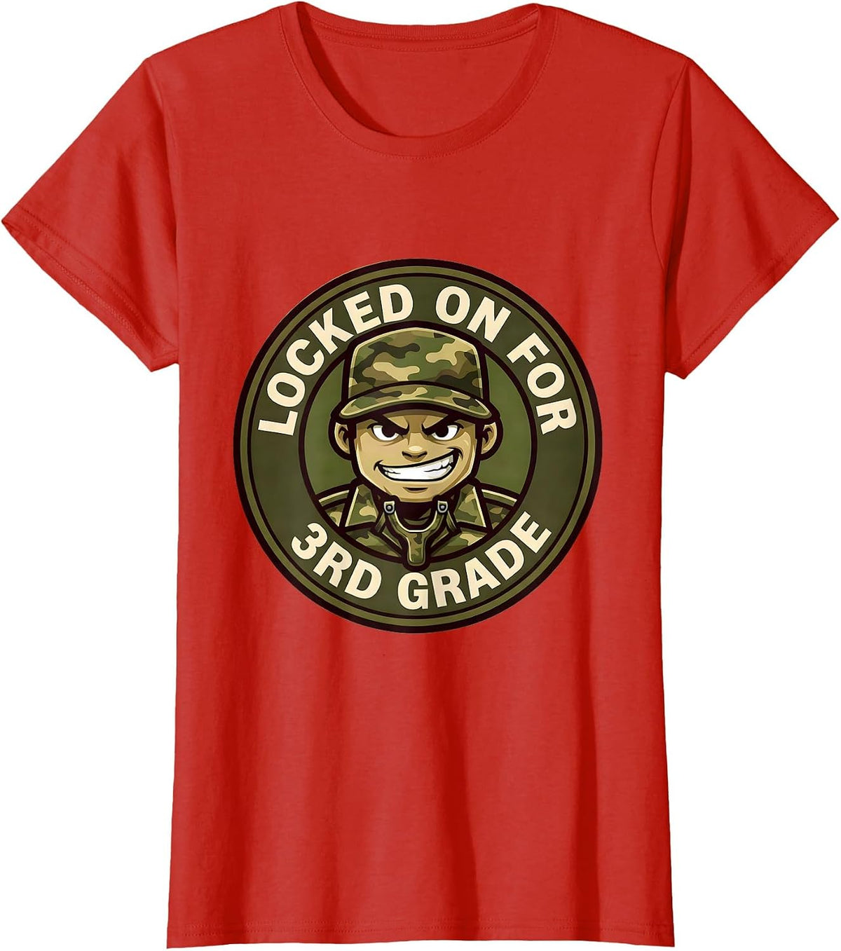 Locked On For 3rd Grade Camo Back To School Boy Teacher T-Shirt - Red