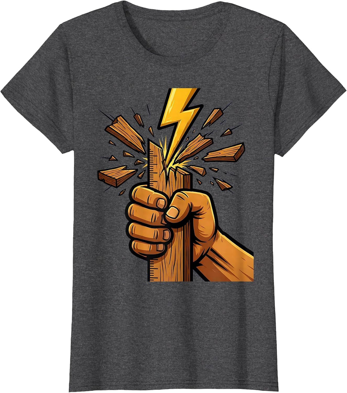 Women's Third Grade Teacher Lightning Ruler Graphic T-Shirt - Dark Heather Grey