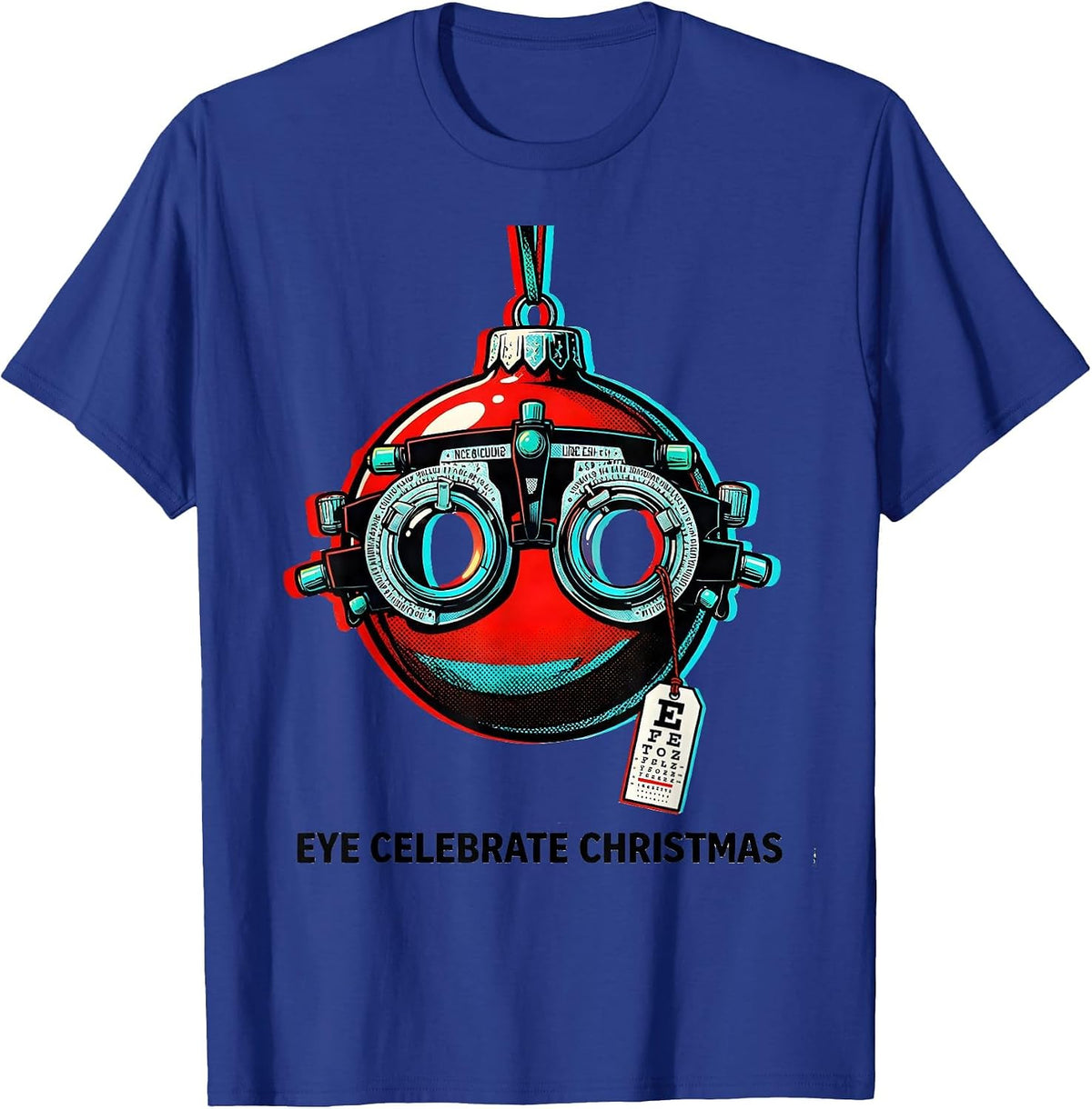 Men's Eye Celebrate Christmas Pop Art Optometrist Eye Exam Humor T-Shirt - Royal Blue