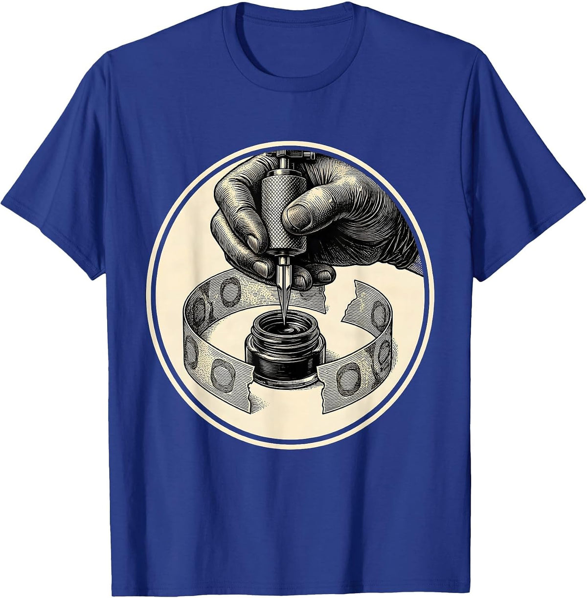 Tattoo Machine Circular Badge Tattoo Artist Humor T-Shirt - Royal Blue