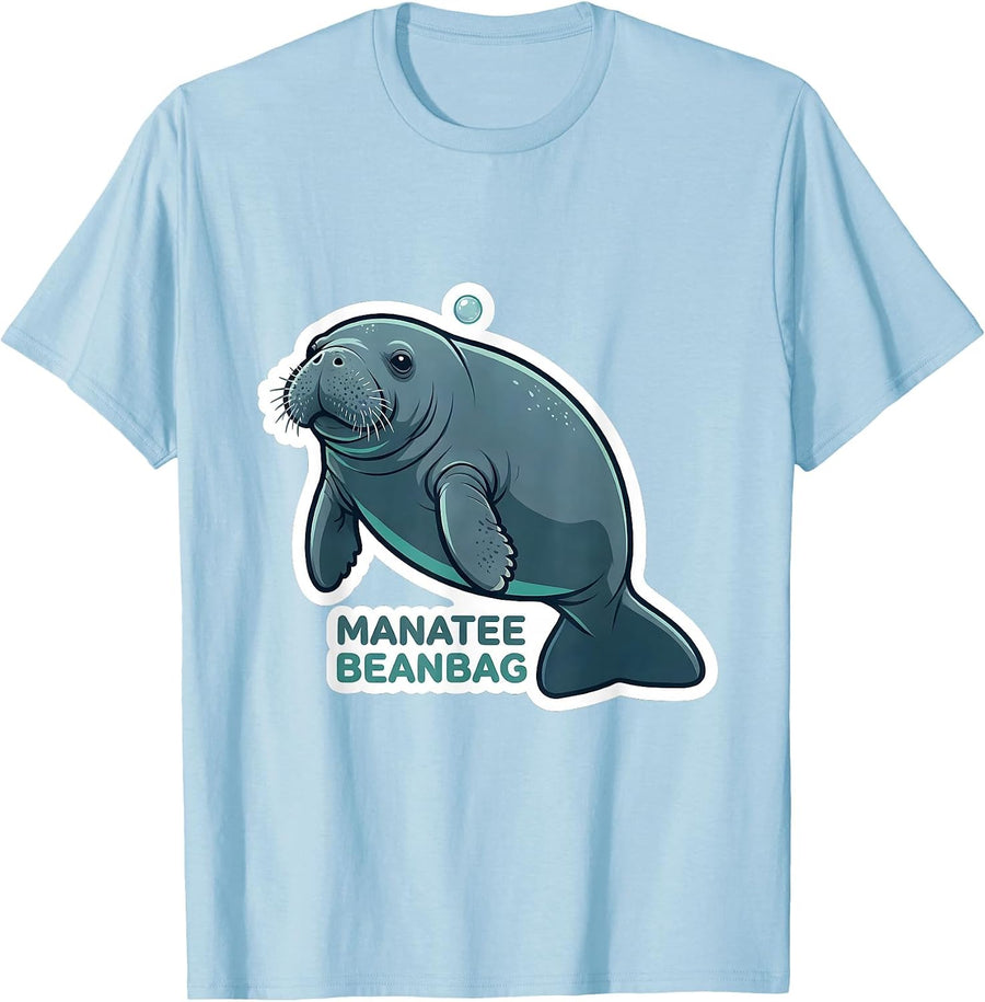 Men's Manatee Beanbag Funny Sea Animal Lover Humor T-Shirt - Baby Blue