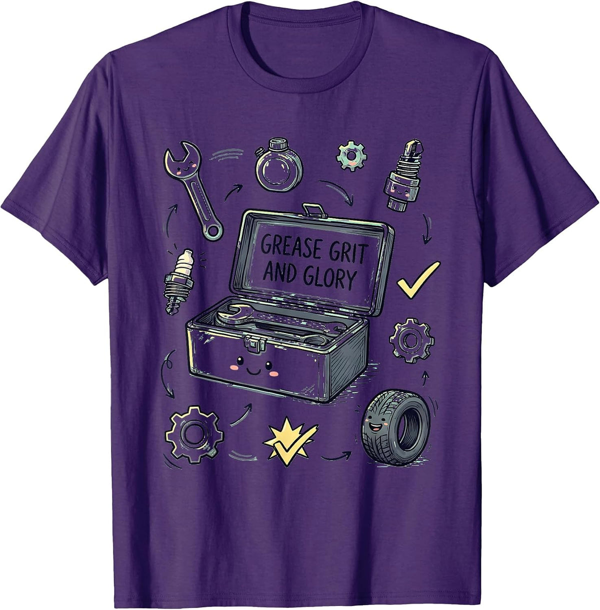 Valley Forge Automotive Grease Grit and Glory Design T-Shirt - Purple
