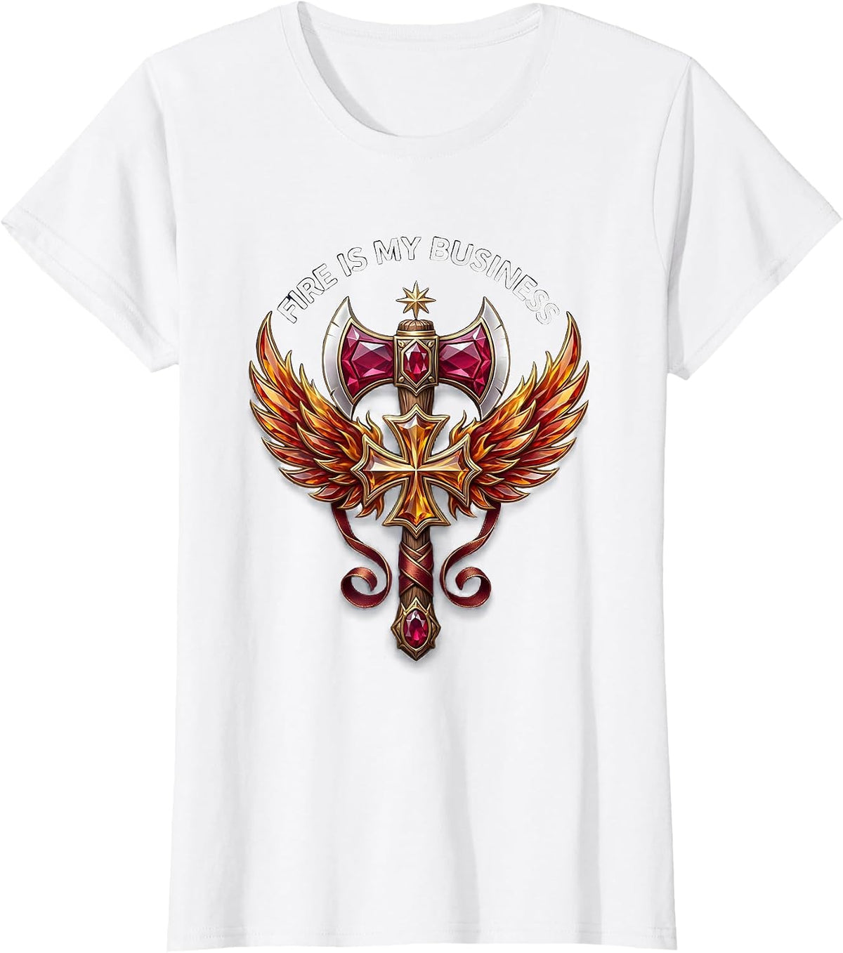 Fire Is My Business Firefighter Design T-Shirt - White