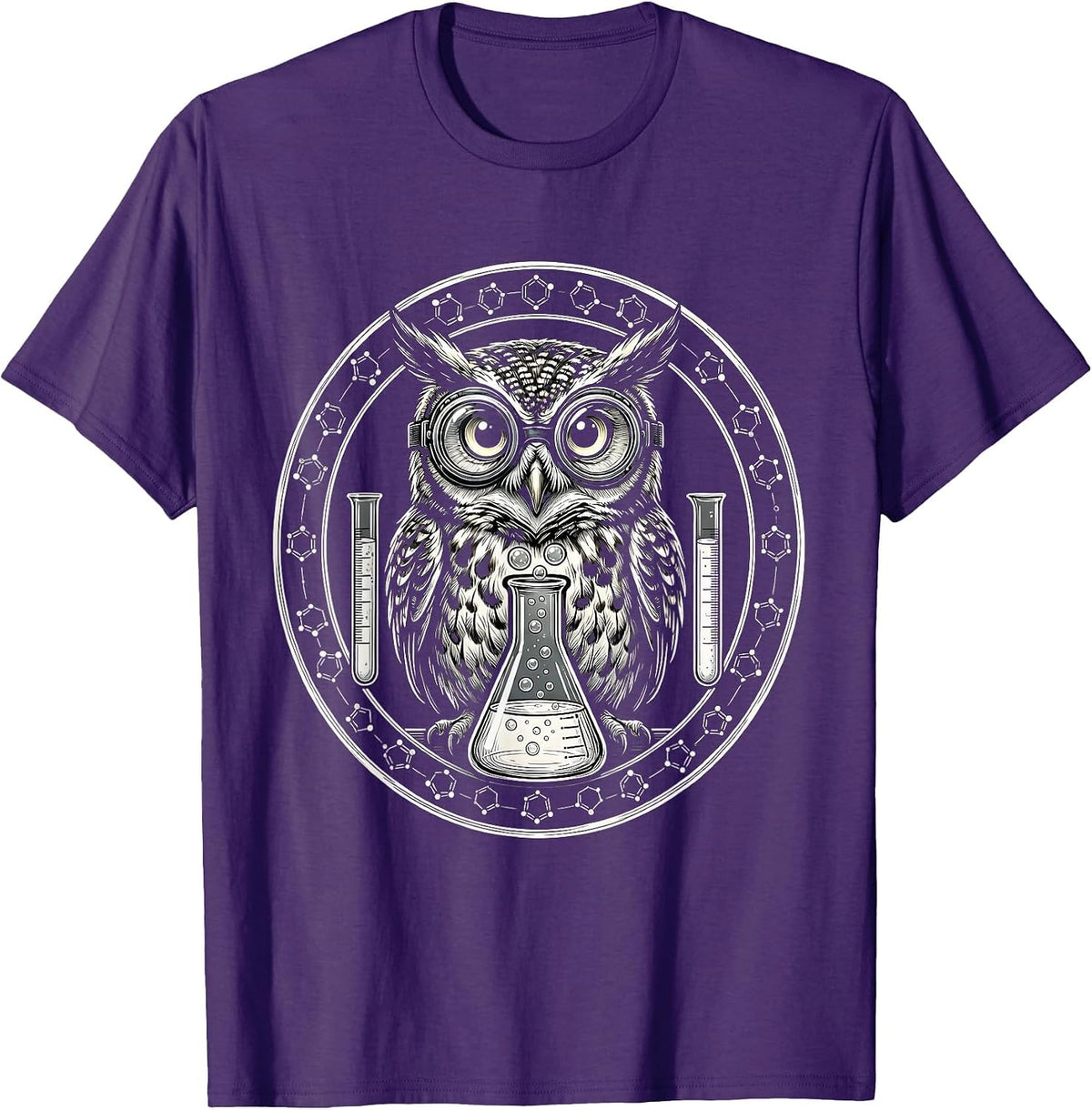 Men's Owl Science Teacher Safety Goggles Lab Graphic T-Shirt - Purple