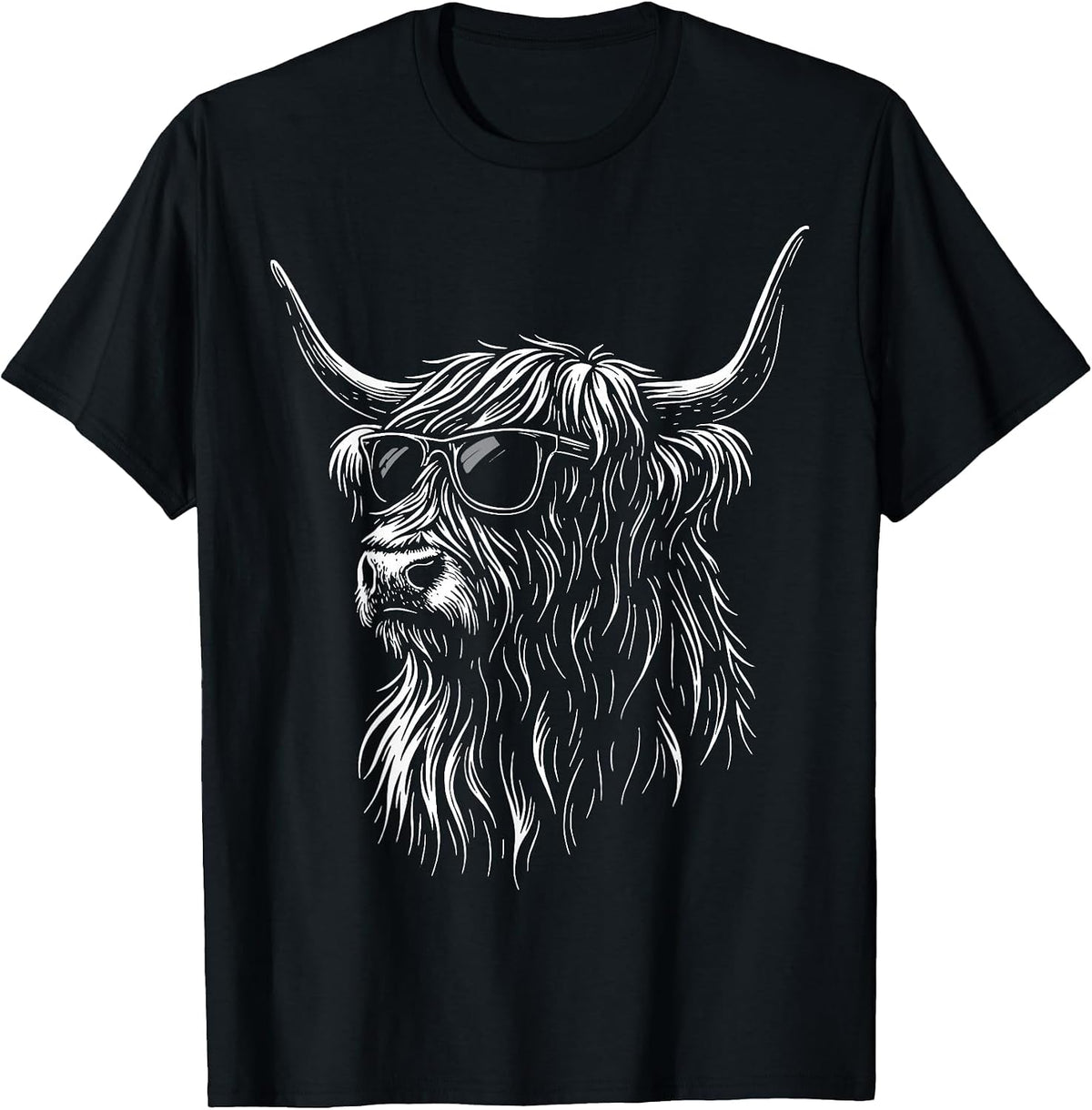 Highland Cow Sunglasses Farmer Highland Cattle T-Shirt - Black