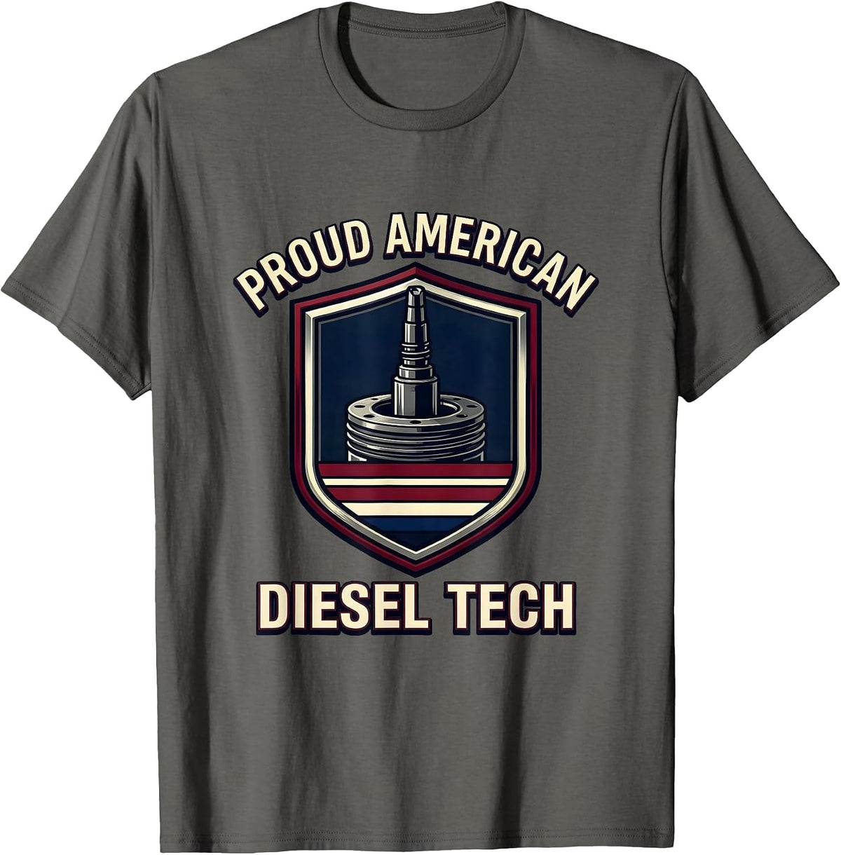 Men's Proud American Diesel Tech Patriotic Oilfield Worker Diesel T-Shirt - Asphalt Grey