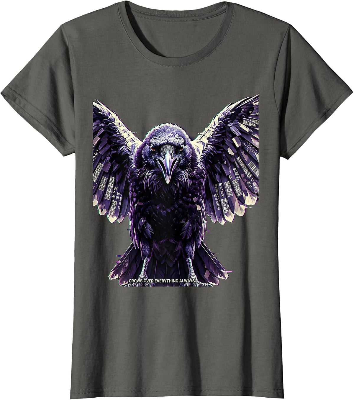 Women's Crows Over Everything Always Bold Crow Design T-Shirt - Asphalt Grey