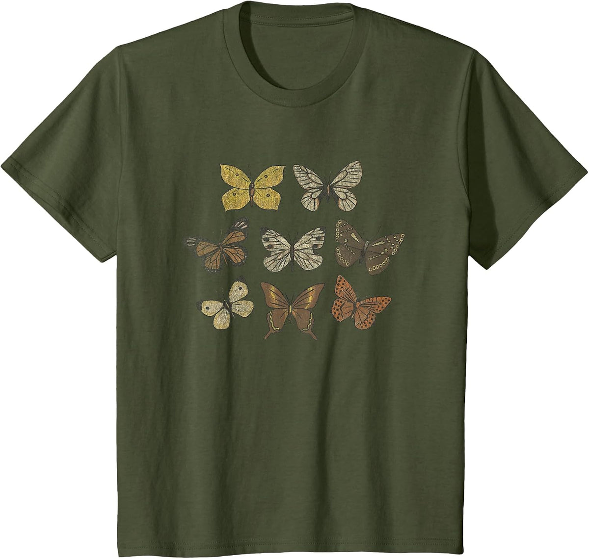 Butterfly Grunge Fairycore Aesthetic Fairy Core T-Shirt - Olive Green