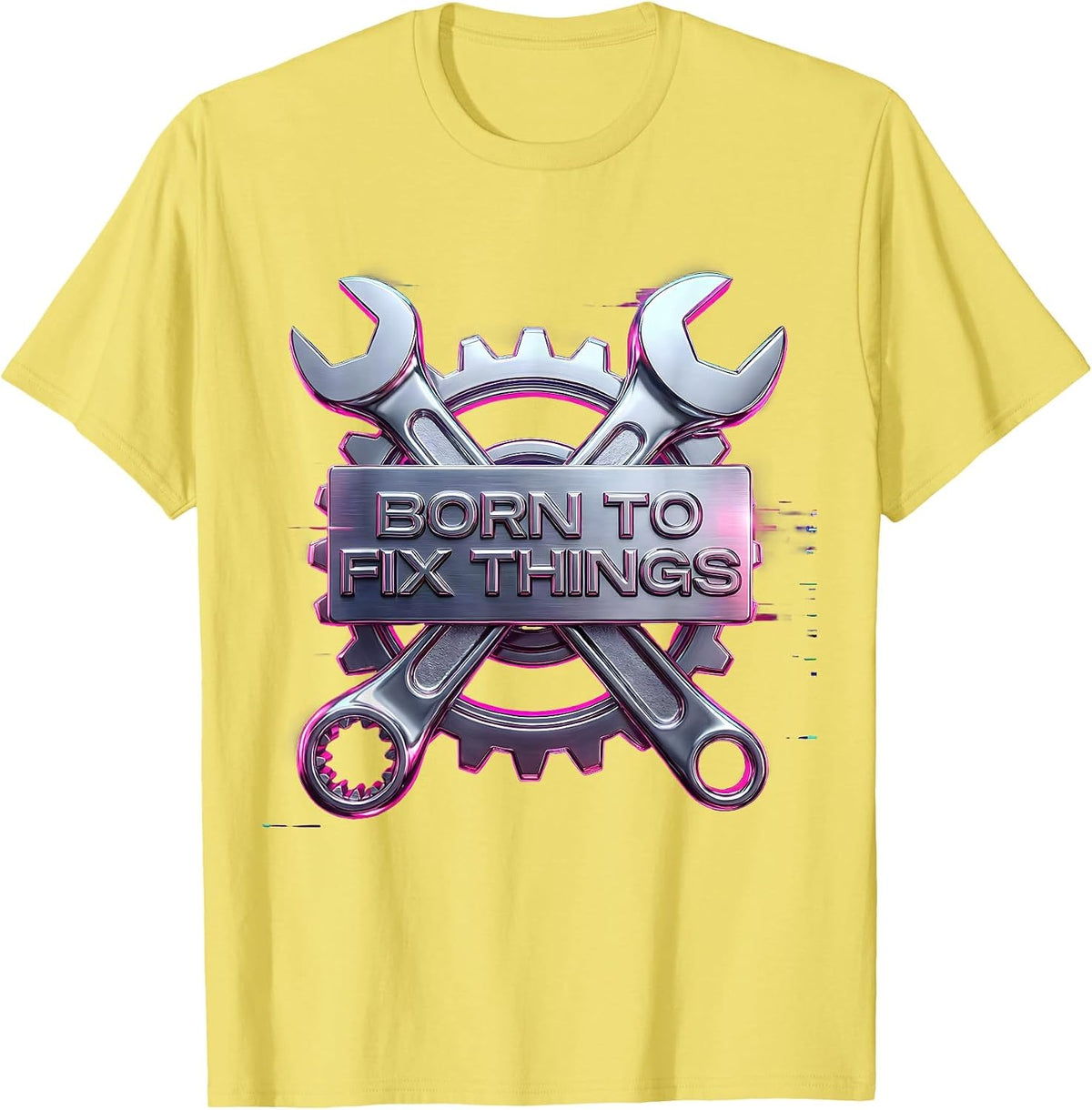 Men's Born to Fix Things Handyman Pride Design T-Shirt - Lemon Yellow