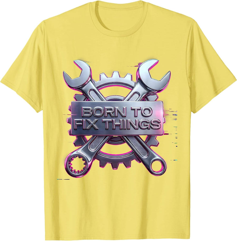 Men's Born to Fix Things Handyman Pride Design T-Shirt - Lemon Yellow