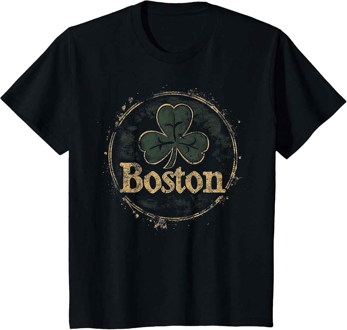 Boston - Irish St. Patrick's Day Saint Paddy's Shamrock T-Shirt - Black