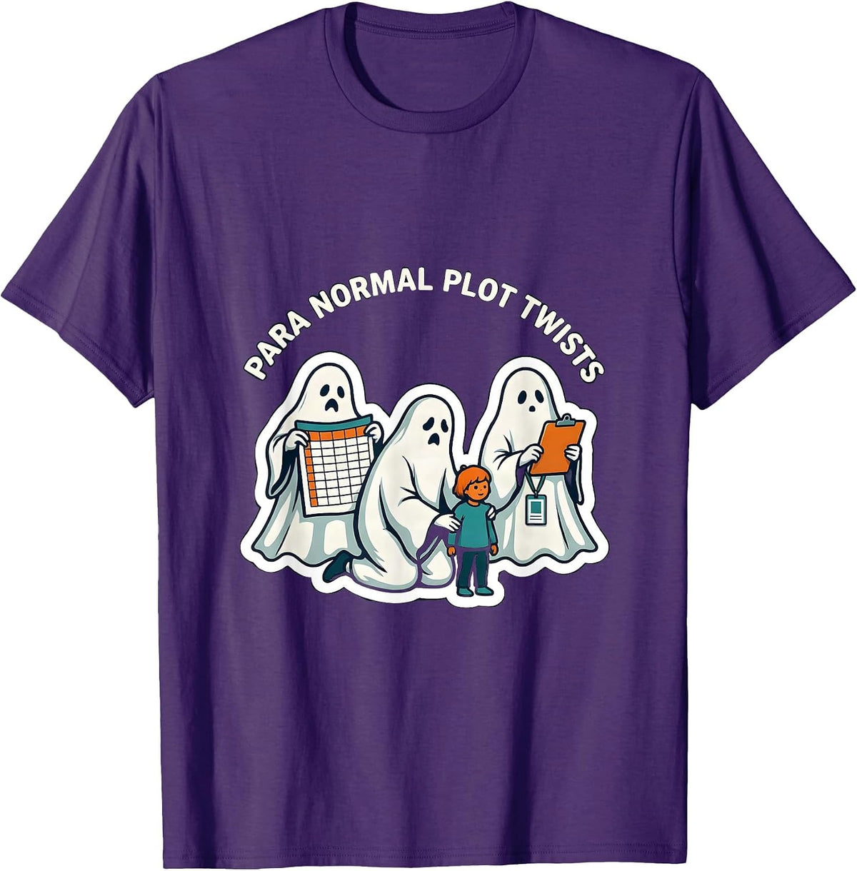 Para Normal Plot Twists Sticker Ghost Paraeducator Halloween T-Shirt - Purple