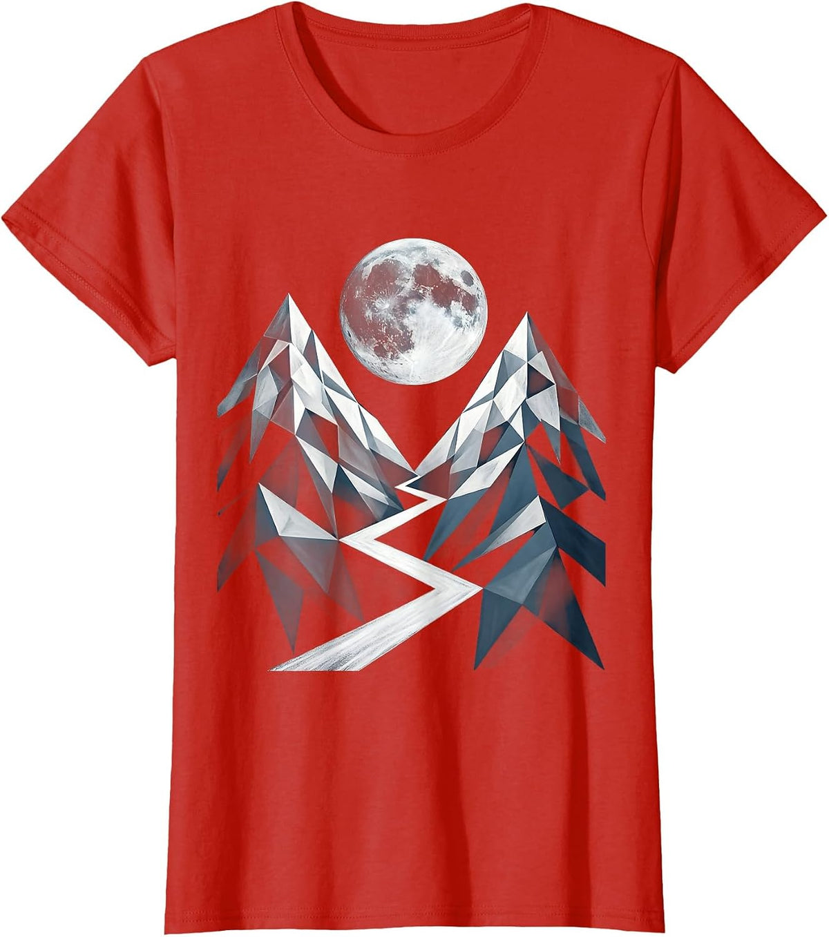 Full Moon Mountain Trail MTB Graphic T-Shirt - Red