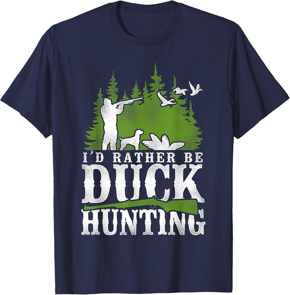 Duck Hunting Hunter Vintage I'd Rather Be Duck Hunting T-Shirt - Navy Blue