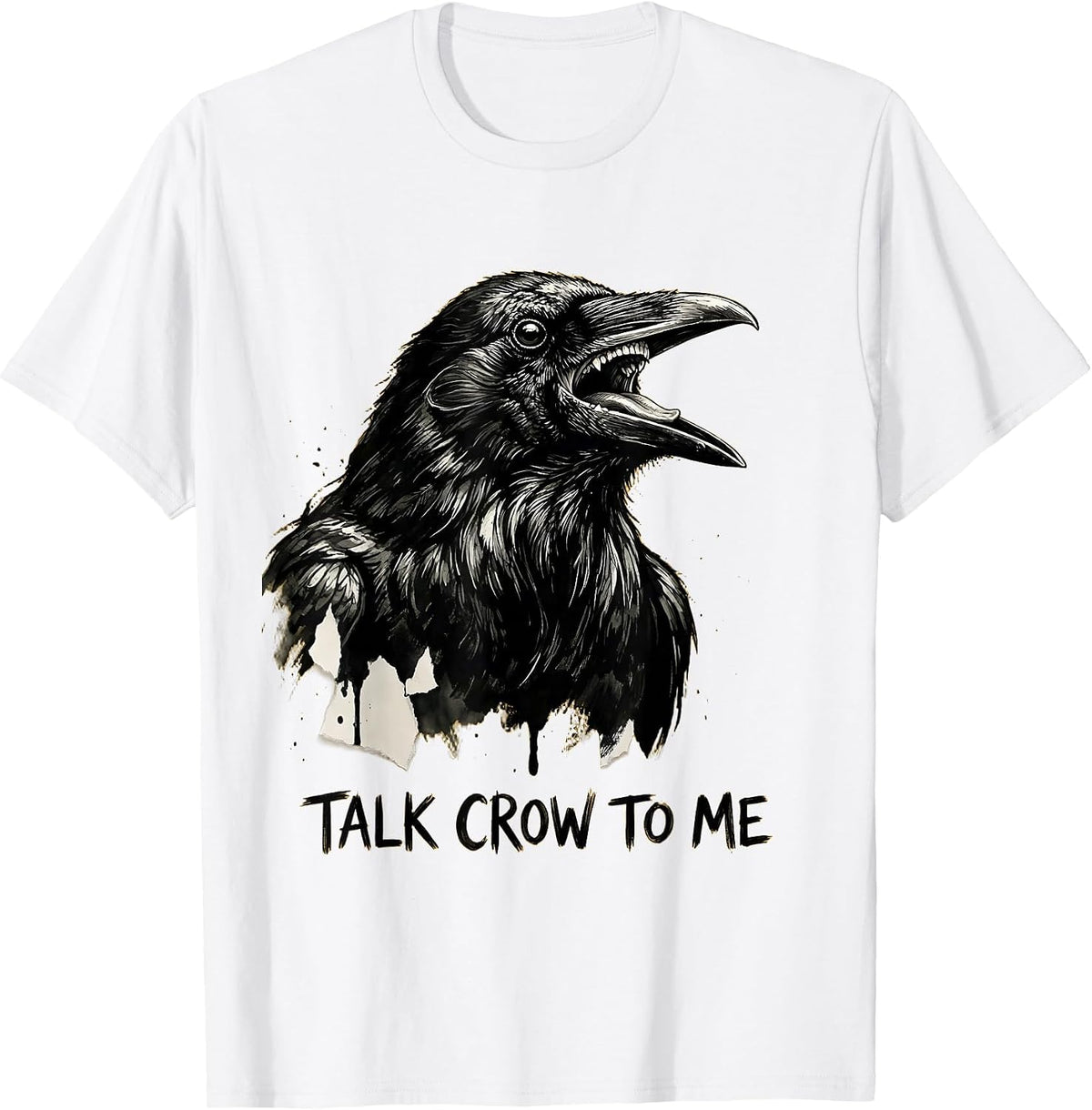 Men's Talk Crow To Me Funny Bird Lover Design T-Shirt - White