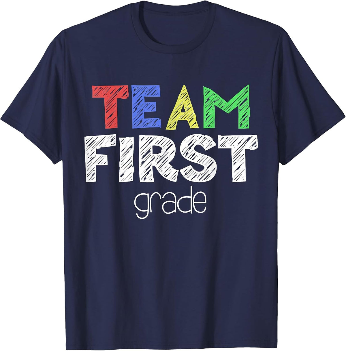 Team First Grade Shirt 1st Grade Boy Girl Back to School T-Shirt - Navy Blue